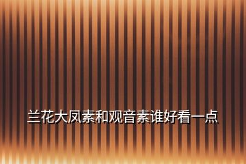 蘭花大鳳素和觀(guān)音素誰(shuí)好看一點(diǎn)